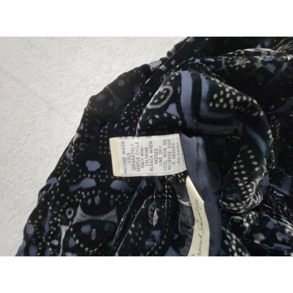 French Laundry Women Whimsigoth Velvet Blouse Top XL Black Long Sleeve Button Up - Picture 4 of 7
